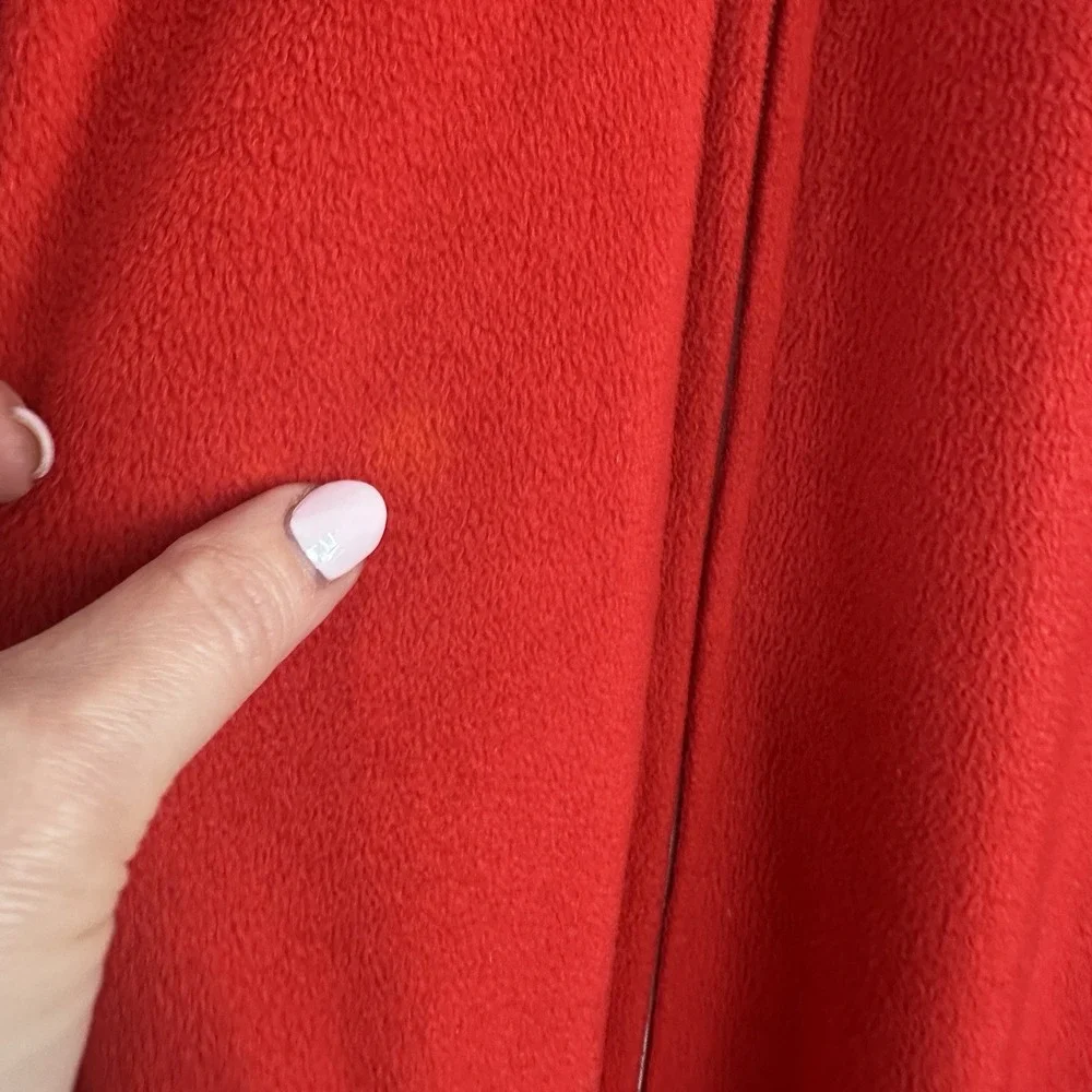 VTG Lanz of Salzburg Robe Housecoat Med Full Zip Lounger Red Embroidered Cottage